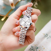 OLEVS Luxury Womens Wristwatch, Diamond Accents, Two-Tone Gold Plated Stainless Steel, Quartz Movement, Date Display, Luminous Hands, Waterproof 100 ft, 9931