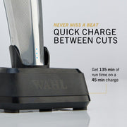 Wahl Professional Hi-Viz Cordless Hair Finishing Trimmer, DLC-Coated Wide T-Blade, Adaptive Speed Control, 135-Minute Run Time, Silver, 3023699
