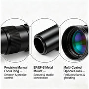 JINTU 420-800mm Telephoto Lens, f/8.3-16 Manual Zoom, Super HD Multi-Coated Glass, Lightweight Metal Body, Compatible with Canon DSLR Cameras