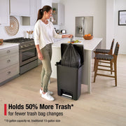 Rubbermaid Kitchen Trash Can, 19 Gallon, Dual Compartment, Step Lid, Fingerprint-Resistant Charcoal Stainless Steel Rim, 2181035
