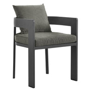 Modway Tahoe Outdoor Dining Chair, Powder-Coated Aluminum Frame, Weather-Resistant Gray Charcoal Cushions, Removable Foam Padding, Open Curved Back, 23 in, EEI-7053GRYCHA
