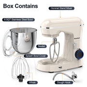 Honinst 1531 Electric Stand Mixer 6.5 QT 10+P Speeds Lightweight Beige