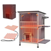 Aivituvin Heated Cat House with UL-Tested Heating Pad, Insulated Two-Story Shelter for Outdoor and Indoor Cats- Weatherproof
