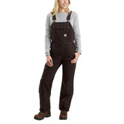 Carhartt Quilt-Lined Duck Bib Overalls for Ladies, Dark Brown, S - Tall