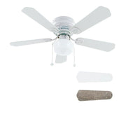 Vagizm TDC-004 42 Inch Flush Mount Traditional Ceiling Fan with Integrated LED Light, Matte White, Pull Chain Control, TDC-004