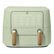 Beautiful Kitchenware 9 Qt TriZone Dual Basket Air Fryer with EverGood Ceramic Nonstick Coating, Touchscreen Control, Sage Green, 29061