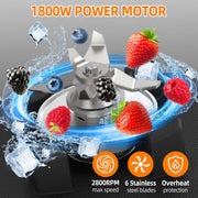 Sentryse 2-in-1 Blender Grinder Combo, 1800W Motor, 68oz Pitcher, 20oz Grinder Cup, Stainless Steel Blades, Adjustable Speed Control, Silver