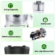 VAVSEA Food Processor and Vegetable Chopper, 500W Electric Food Chopper, White