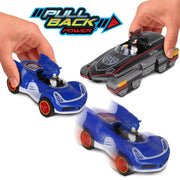 NKOK Sonic Transformed All-Stars Racing Pull Back Action Car Set, Sonic and Shadow, Blue and Black, 2-Pack