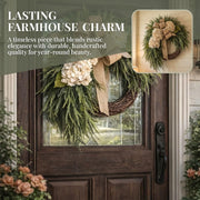 Handcrafted Hydrangea Wreath with Colorful Flowers and Natural Rattan Base
