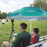 AMMSUN 6.5ft Sports Beach Umbrella with UPF 50+ Sun Protection, Adjustable Tilt and Height, Steel Tripod Stand, Green, AM76008-LC