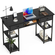 edx D-3CZ Small Desk Fabric Drawers & Storage Shelves, 48 Inch, Balck