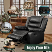 TrumanPick Recliner Chair, Manual Rocking and Reclining, Oversized , Black Faux Leather, Supports 350 lb - Ergonomic Design