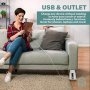 Home Intuition Heavy Duty Adjustable Bed Risers with USB Charging Ports and AC Power Outlets, 3 in 5 in or 8 in Height, 4-Pack, White BR08759-USB