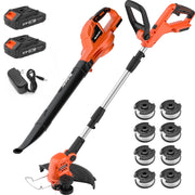 Maxlander 20V 2-in-1 Weed Wacker and Cordless Leaf Blower Combo Kit, 10-Inch Cutting Width, 2x 2.0Ah Batteries, Charger Included