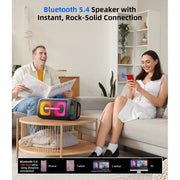 Gesnada Karaoke Machine K68, Portable PA System with Dual 4-Inch Woofers, 2 Wireless Microphones, Bluetooth 5.4, RGB Disco Lights, 180W Peak Power, Black