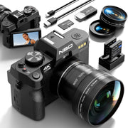 NBD 48MP Digital Camera, 4K Video, Autofocus, WiFi and App Control, 16X Zoom, Dual Rechargeable Batteries, Wide-Angle and Macro Lenses, 32GB Card