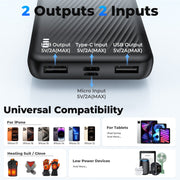 Yelomin 20000 mAh Portable Charger Power Bank, Dual USB Outputs, Fast Charging, Compact Blue