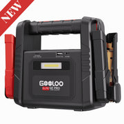 Gooloo JS-237 GE PRO 6250A Jump Starter, 24000mAh Lithium Polymer Battery, 12V Gas and 12L Diesel Engines, Built-in Clamps and Handle, 400-Lumen LED Flashlight, Dual USB Charging Ports