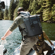 YETI Hopper M12 Backpack Soft Sided Cooler with MagShield Access, Kangaroo Pocket, Big Sky Blue, 20 Can Capacity