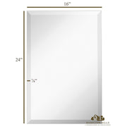 Hamilton Hills Large Frameless Rectangle Beveled Mirror, 16x24 Inch, Ultra-Thin, Lightweight, Silver