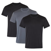 Hanes Moves Men's X-Temp Performance T-Shirts, Breathable Mesh Back, Moisture-Wicking, Odor Guard, 4-Way Stretch, Black and Grey, 3-Pack MOVCD3