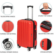 Zimtown Nested Spinner Suitcase Luggage Set with TSA Lock, Lightweight, 3-Piece, Red