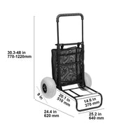 KFFKFF Beach Cart with Large 9-Inch Balloon Wheels, 20.1 x 14.6 Inch Platform, Foldable Design, Adjustable Handle Height 27.2 to 44.9 Inch, Supports Up to 165 lb, Durable Metal Frame