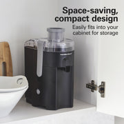 Hamilton Beach HealthSmart Compact Centrifugal Juicer Machine, 400W Motor, Large 2.4 Inch Feed Chute, BPA Free, Black and Gray, 67502
