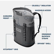YETI Hopper M12 Backpack Soft Sided Cooler with MagShield Access, Kangaroo Pocket, Big Sky Blue, 20 Can Capacity