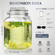 Syntic 1 Gallon Glass Jar with Lid,Wide-Mouth Glass Jars with 2 Measurement Mark Large Capacity 4100 ML For Overnight Oats
