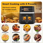 Bluebow 8QT Air Fryer, 8-in-1 Electric Hot Oven with Digital LED Touchscreen, Visible Window, Black
