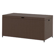 Sunvivi Outdoor 140 Gallon Patio Storage Box with Waterproof Inner Liner, Aluminum Frame, Brown