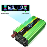 LVYUAN L-WA-US00043 2000W Pure Sine Wave Power Inverter, DC 12V to AC 110V, 4 AC Outlets, 4 USB Ports, Remote Control, LCD Display, Aluminum Alloy