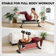 FLYBIRD Folding Flat Weight Bench, Heavy-Duty Alloy Steel, 600lbs Capacity, Foldable Space-Saving Design, 2.5in Padded Cushion, Adjustable Non-Slip Foot Caps, PD-US02W