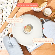 Beautiful Enameled Cast Iron Bread Oven, 10 Inch, White Icing, Side Handles, Non-Stick Finish, 29105