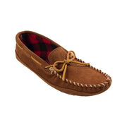 Minnetonka Double-Bottom Fleece Slipper Mocs for Men - Brown - 8M