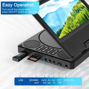 PJGCWB Portable DVD Player, 7.5-Inch Swivel LCD Screen, Rechargeable Battery, Supports CD/DVD/USB/SD, Black, PD-702