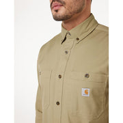 Carhartt Men's Rugged Flex Windham Relaxed-Fit Midweight Canvas Long-Sleeve Work Shirt, Dark Khaki, Medium, 103554