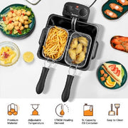 Costway EP24955US Electric Deep Fryer 5.3QT or 21-Cup Stainless Steel 1700W with Triple Basket