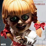 Mezco Toyz Annabelle Comes Home Designer Series Doll, 6-Inch, 7 Points of Articulation, Interchangeable Legs, White Dress with Red Ribbon, Collector-Friendly Window Box
