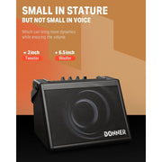 Donner DDA20 Electric Drum Amp, 20W Portable Bluetooth Musical Instrument Amplifier with 6.5-Inch Woofer and 2-Inch Tweeter, Adjustable Tone Controls, DDA20