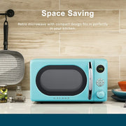 Galanz GLCMKA07BER-07 0.7 Cu ft Retro Countertop Microwave Oven, 700 Watts, Blue