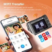 XLURC Digital Camera, 8K UHD, 88MP, Autofocus, 18X Digital Zoom, 3-Inch 180 Flip Screen, WiFi Enabled, Gunmetal, WD300-1-8K