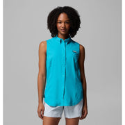 Columbia Women's PFG Tamiami Sleeveless Shirt, UPF 40 Sun Protection, Omni-Wick Moisture Management, Ocean Teal, XL, 154718