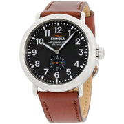 Shinola S0120018330 Runwell 47mm Men's Watch, Argonite Swiss-Quartz Movement, Black Dial, Cognac Leather Strap, Stainless Steel Case