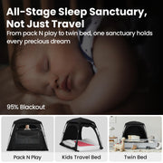 Knocloc Blackout Sleep Tent for Toddler Travel Bed, Kids Air Mattress & Cot, CPC Certified Baby Sleep Pod with Fan Pouch, Breathable, Portable, Easy Setup
