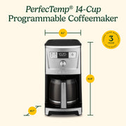 Cuisinart PerfecTemp 14-Cup Programmable Drip Coffee Maker, Brew Strength Control, Over Ice Function, Black Stainless Steel, DCC-3500BKS