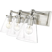 Z-Lite Harper 3 Light Bath Vanity with Brushed Nickel Finish and Clear Glass Shades