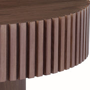 Kevinplus 31.5 Inch Round Coffee Table with Sturdy Pedestal Base, Walnut Finish, Compact Design for Apartment and Living Room